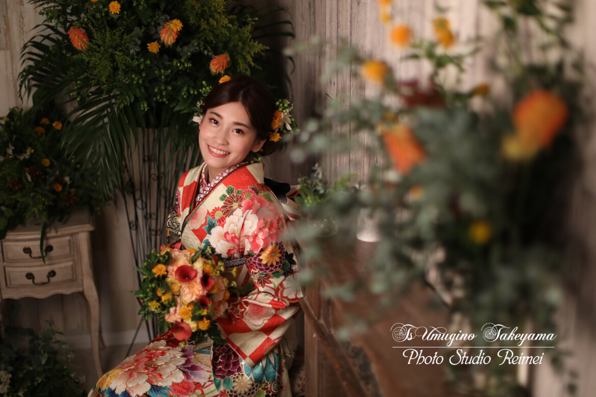 成人式 生花 振袖 古典柄